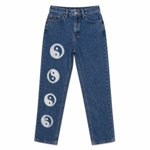 PacSun Yin Yang Jeans Size 24 Y2K 90s Boyfriend Denim Graphic Streetwear